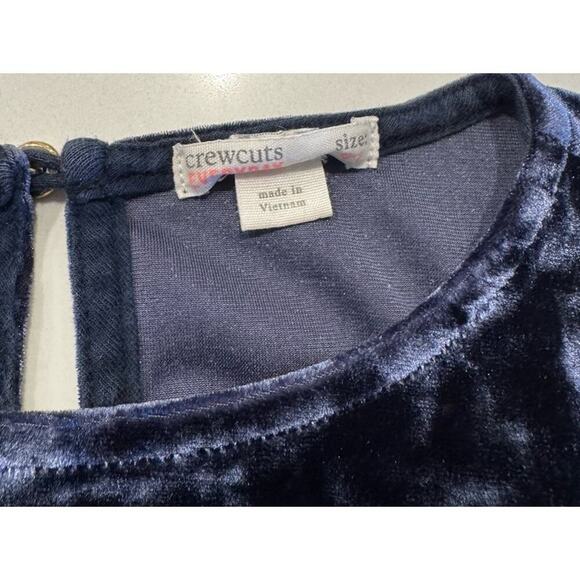 Crewcuts Everyday Girls Size 6 7 Blue Velvet Flutter Sleeve Top Holiday Party - Picture 5 of 5